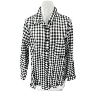 Salt Women's Black White Gingham Check Long Sleeve Button Up Shirt Top Size S
